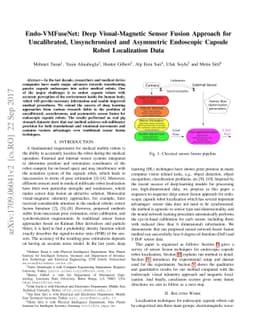 Endo-VMFuseNet: Deep Visual-Magnetic Sensor Fusion Approach for
  Uncalibrated, Unsynchronized and Asymmetric Endoscopic Capsule Robot
  Localization Data