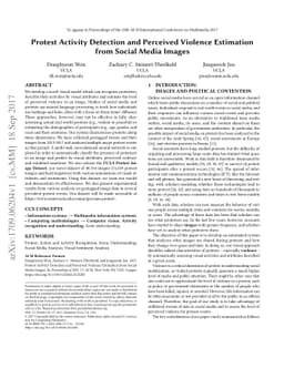 Protest Activity Detection and Perceived Violence Estimation from Social
  Media Images