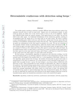 Deterministic rendezvous with detection using beeps