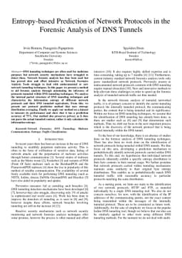 Entropy-based Prediction of Network Protocols in the Forensic Analysis
  of DNS Tunnels