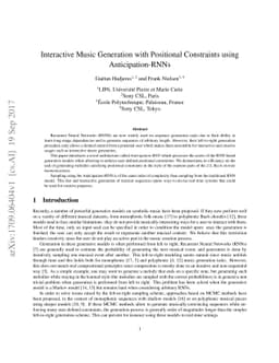 Interactive Music Generation with Positional Constraints using
  Anticipation-RNNs