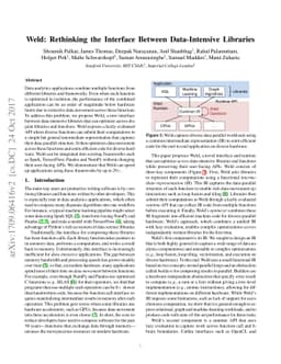 Weld: Rethinking the Interface Between Data-Intensive Applications