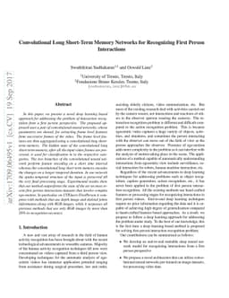Convolutional Long Short-Term Memory Networks for Recognizing First
  Person Interactions