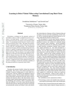 Learning to Detect Violent Videos using Convolutional Long Short-Term
  Memory