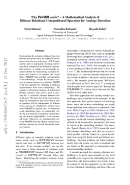 Why PairDiff works? -- A Mathematical Analysis of Bilinear Relational
  Compositional Operators for Analogy Detection