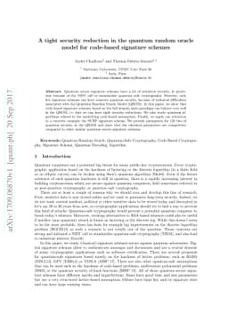 A tight security reduction in the quantum random oracle model for
  code-based signature schemes
