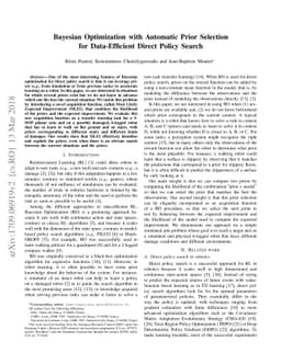 Bayesian Optimization with Automatic Prior Selection for Data-Efficient
  Direct Policy Search