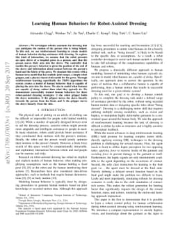 Learning Human Behaviors for Robot-Assisted Dressing