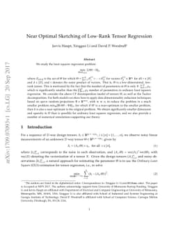 Near Optimal Sketching of Low-Rank Tensor Regression