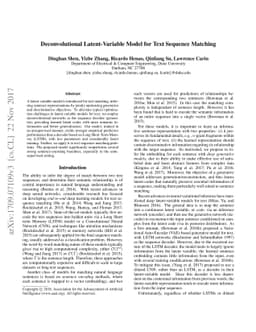 Deconvolutional Latent-Variable Model for Text Sequence Matching