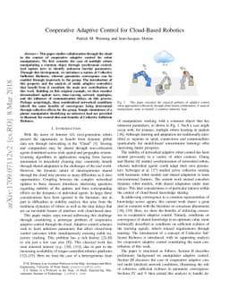 Cooperative Adaptive Control for Cloud-Based Robotics
