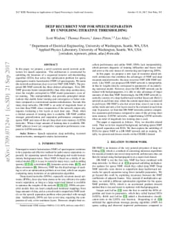 Deep Recurrent NMF for Speech Separation by Unfolding Iterative
  Thresholding