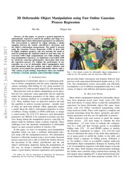 3D Deformable Object Manipulation using Fast Online Gaussian Process
  Regression