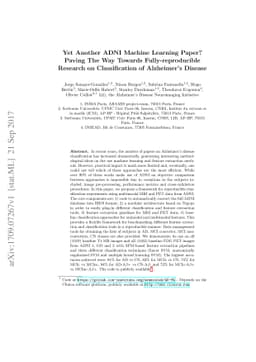 Yet Another ADNI Machine Learning Paper? Paving The Way Towards
  Fully-reproducible Research on Classification of Alzheimer's Disease