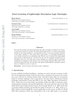 Exact Learning of Lightweight Description Logic Ontologies