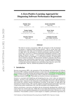 A Zero-Positive Learning Approach for Diagnosing Software Performance
  Regressions