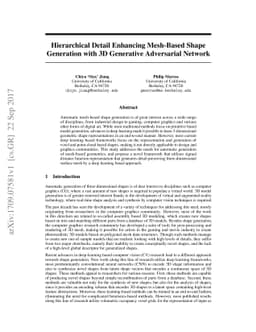 Hierarchical Detail Enhancing Mesh-Based Shape Generation with 3D
  Generative Adversarial Network