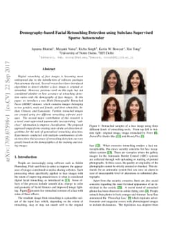 Demography-based Facial Retouching Detection using Subclass Supervised
  Sparse Autoencoder