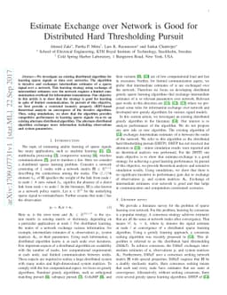 Estimate Exchange over Network is Good for Distributed Hard Thresholding
  Pursuit