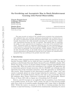 On overfitting and asymptotic bias in batch reinforcement learning with
  partial observability