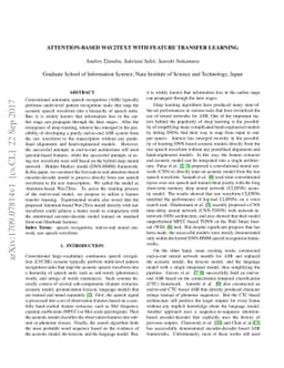 Attention-based Wav2Text with Feature Transfer Learning