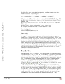 Multiqubit and multilevel quantum reinforcement learning with quantum
  technologies