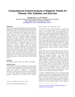 Computational Content Analysis of Negative Tweets for Obesity, Diet,
  Diabetes, and Exercise
