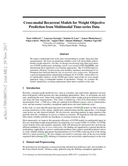 Cross-modal Recurrent Models for Weight Objective Prediction from
  Multimodal Time-series Data