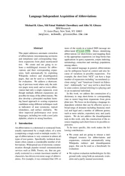 Language Independent Acquisition of Abbreviations