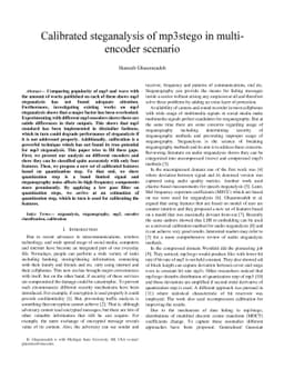 Calibrated steganalysis of mp3stego in multi-encoder scenario