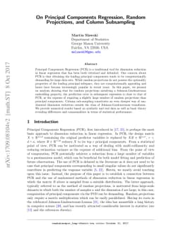 On Principal Components Regression, Random Projections, and Column
  Subsampling