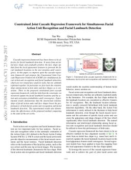 Constrained Joint Cascade Regression Framework for Simultaneous Facial
  Action Unit Recognition and Facial Landmark Detection