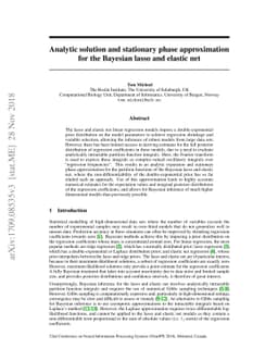 Analytic solution and stationary phase approximation for the Bayesian
  lasso and elastic net