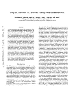 Long Text Generation via Adversarial Training with Leaked Information