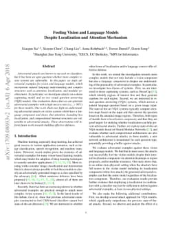 Fooling Vision and Language Models Despite Localization and Attention
  Mechanism