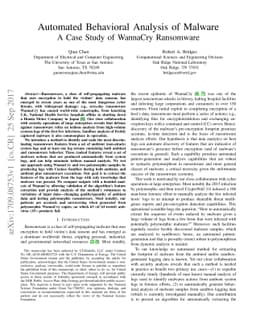 Automated Behavioral Analysis of Malware A Case Study of WannaCry
  Ransomware
