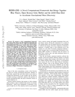 BOSS-LDG: A Novel Computational Framework that Brings Together Blue
  Waters, Open Science Grid, Shifter and the LIGO Data Grid to Accelerate
  Gravitational Wave Discovery