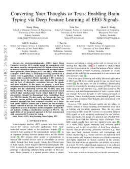 Converting Your Thoughts to Texts: Enabling Brain Typing via Deep
  Feature Learning of EEG Signals