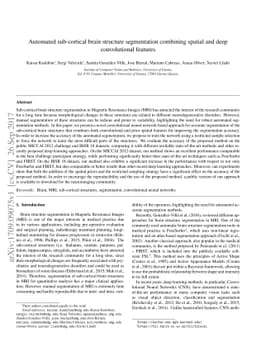 Automated sub-cortical brain structure segmentation combining spatial
  and deep convolutional features