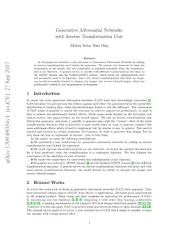 Generative Adversarial Networks with Inverse Transformation Unit