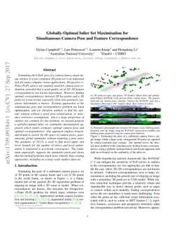 Globally-Optimal Inlier Set Maximisation for Simultaneous Camera Pose
  and Feature Correspondence