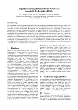 Angriffserkennung für industrielle Netzwerke innerhalb des Projektes
  IUNO