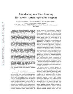 Introducing machine learning for power system operation support
