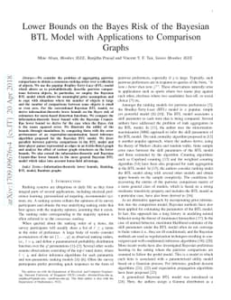 Lower Bounds on the Bayes Risk of the Bayesian BTL Model with
  Applications to Comparison Graphs