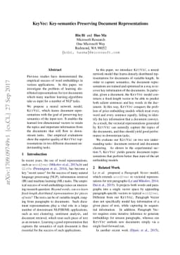 KeyVec: Key-semantics Preserving Document Representations