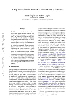 A Deep Neural Network Approach To Parallel Sentence Extraction