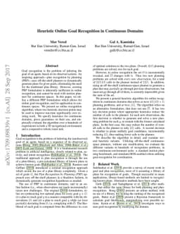 Heuristic Online Goal Recognition in Continuous Domains