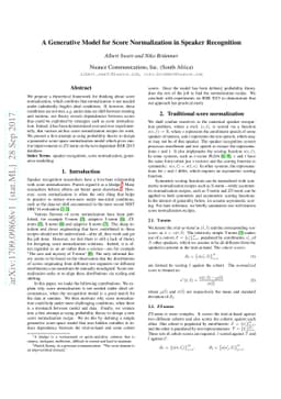 A Generative Model for Score Normalization in Speaker Recognition
