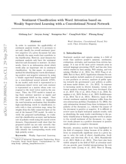 Sentiment Classification with Word Attention based on Weakly Supervised
  Learning with a Convolutional Neural Network