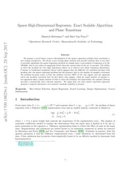 Sparse High-Dimensional Regression: Exact Scalable Algorithms and Phase
  Transitions